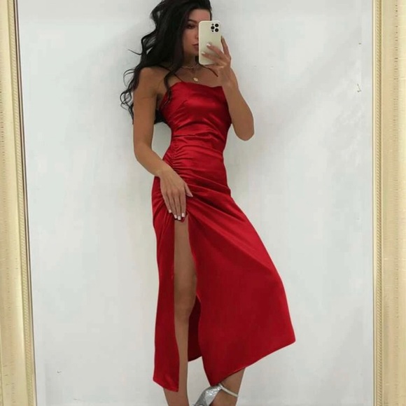 Red Satin Dress - Picture 4 of 5
